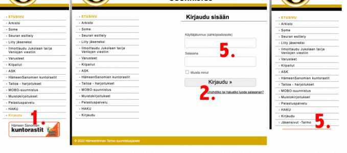 Jäsensivut - ohjeet - Hämeenlinnan Tarmo suunnistusjaosto